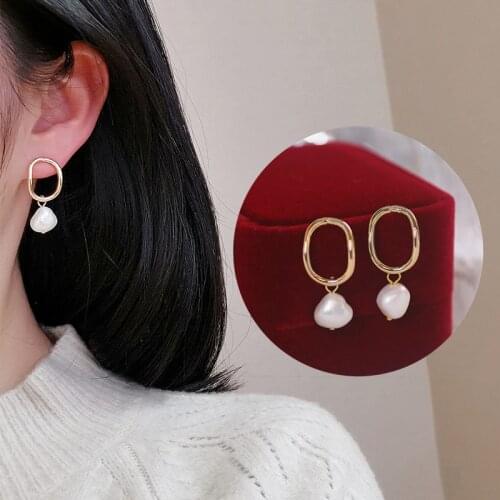 Trendy Charm Natural Freshwater Pearl Drop Earrings for Women Gold Color Bridal Drop Dangle Earring Wedding Jewelry Gifts