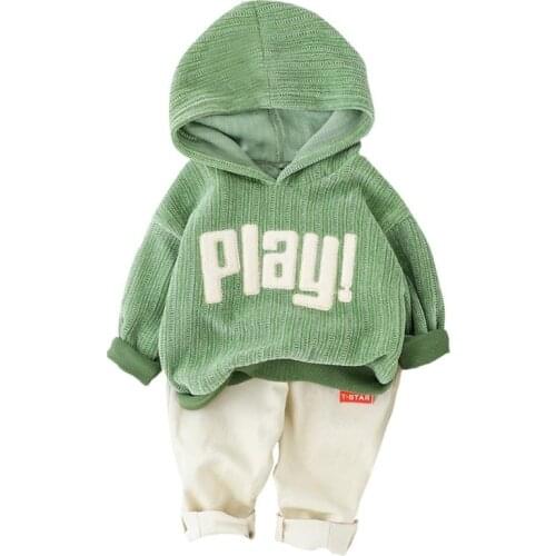 Boy clothes 1-5 years girl clothes Suit fashion hooded breathable letter knitted sets top and trousers with letter kids clothing