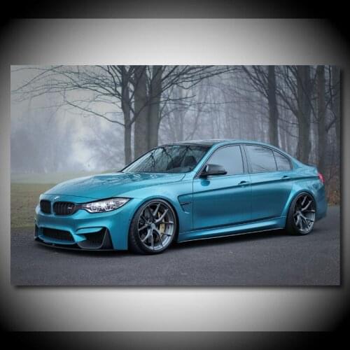 Canvas Paintings Vehicle B M W M3 Blue Metallic Supercar Posters Modern Wall Art Prints for Living Room Decor