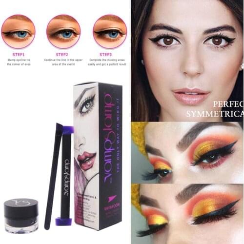 Professional Waterproof Gel Eye Liner Black Set Eyeliner Stamp Seal Stamps Brush Cosmetic Makeup Eyeliner Pencil Tool TSLM1