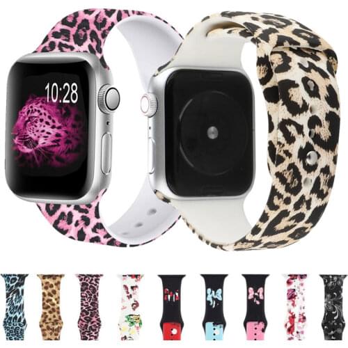 Silicone strap for Apple watch band 44mm 40mm 42mm 38mm woman bracelet belt Leopard iwatch series se 1 2 3 4 5 6 Accessories