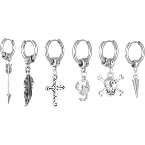 1PC Stainless Steel Ear Earrings For Men/Women Punk Black Piercing Earrings Gothic Street Hip Hop Ear Jewelry