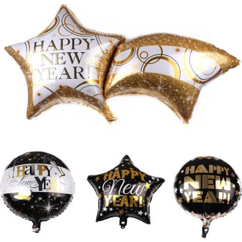 1pc 2022 Happy New Year Foil Balloons For Merry Christmas Party Decoration 18inch Black Bottle Helium Globo Birthday baby shower