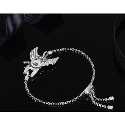 SOELLE Luxury Real 925 Sterling Silver Flying Pig Charm Bracelet Adjust Chain Pet Pig Cubic Zirconia Women Fashion Brand Jewelry
