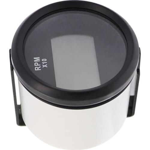 Lorry Tachometer Hour Meter RPM Gauge Indicator silver rim back face fit Auto Boat Engine Red Backlight 9V 32V IP67 waterproof