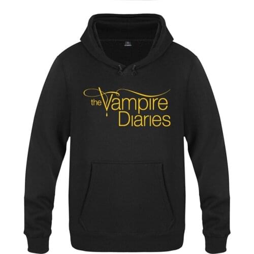 The Vampire Diaries Letter Hoodie Sweatshirts Men Fashion Mens Long Sleeve Hooded Fleece Pullover Hoodies Coat