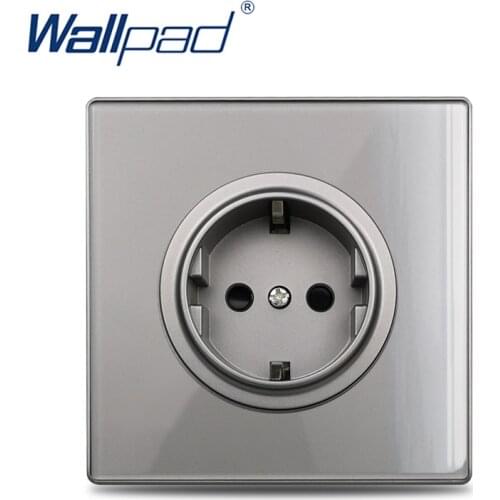 Wallpad EU French UK Universal Socket USB Charger TV RJ45 Internet CAT6 Satellite Outlet Grey Glass Round Corner L6 RC Range