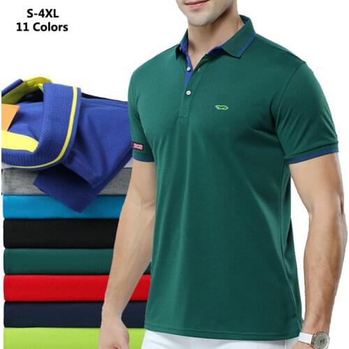 S-4XL New Design Summer Mens Short Sleeve Polos Shirt Embroidery Logo Casual Sportswear Tees Polos Homme Male Clothes Lapel Tops