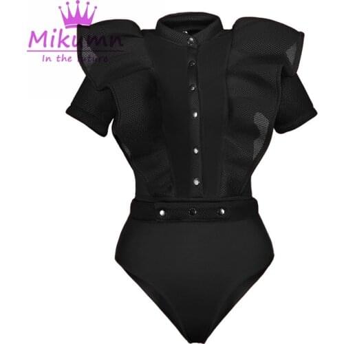 White Red Black Jumpsuits For Women Gothic Combinaison Female Sexy Mesh Bodysuit Womens Rompers