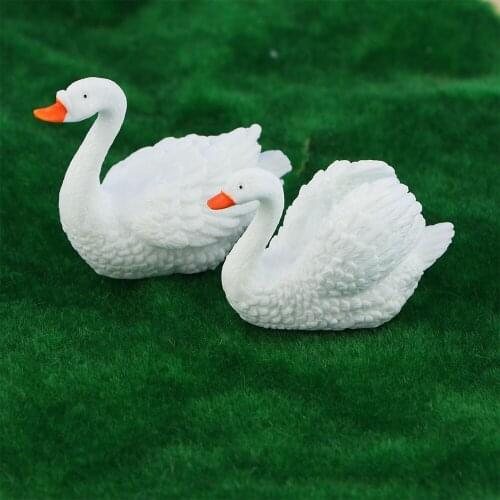 1 Pcs Mini White Swan Figurine Decor Fairy Garden Ornaments Crafts Miniature Animal Model Home Micro Landscape