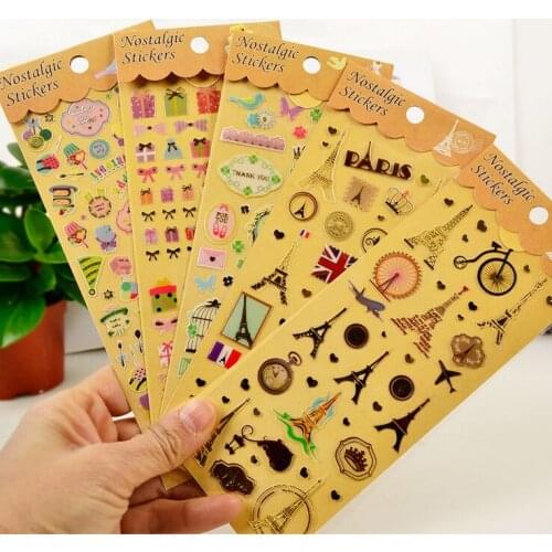 10 sheets/lot DIY 3D PVC Hot stamping Stickers Cute Kawaii Cats Eiffel Tower Sticker for Diary Decor Phone Free shipping 403