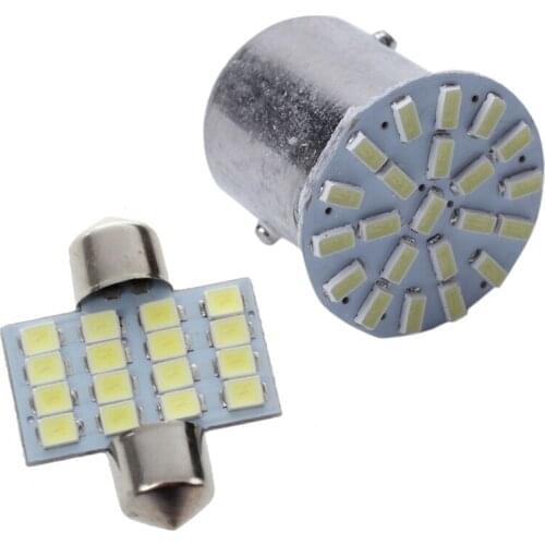 1X Festoon C5W 16 SMD LED 31Mm Interior Bulb Light Lamp Bulb White & 1Pcs White 1157 BAY15D 22 SMD LED Light Bulb