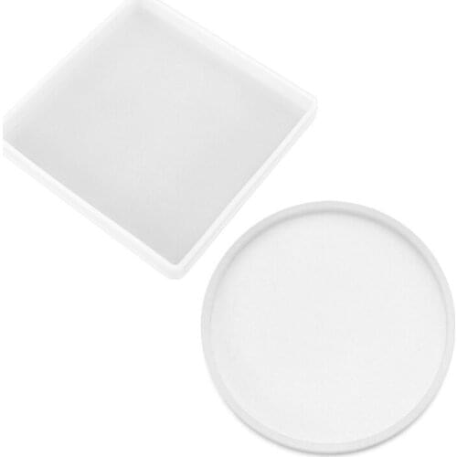 2 Pcs/Set Round and Square Coaster Crystal Epoxy Resin Mold Cup Mat Pad Silicone Mould DIY Crafts Decorations Ornaments Casting