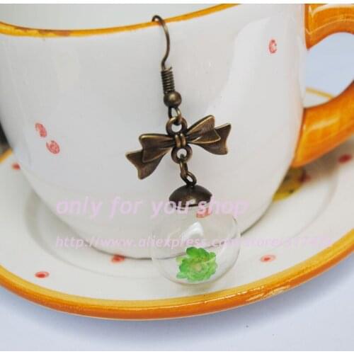 20set/lot 18*5mm air-corn Glass Bubble bowknot dangle earring DIY Glass wish ball dangle earring
