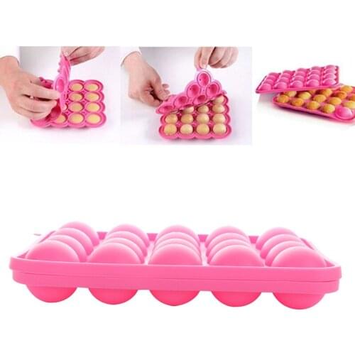 20 Holes Chocolate Ball Cupcake Cookie Candy Maker DIY Baking Tool Silicone Lollipop Mold Stick Tray Cake Mould