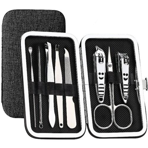 8pcs Stainless Steel Nail Clippers Set Professional Scissors Suit with Box Trimmer Grooming Manicure Cutter Kits for Nail Tools