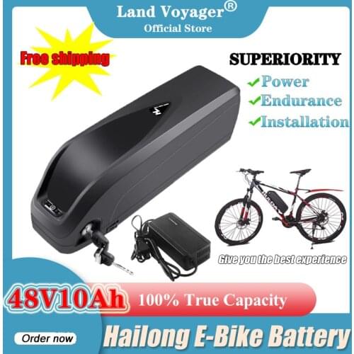 Land Voyager 48V 10Ah Bafang Electric Bicycle Battery 18650 Cell Hailong Lithium Battery 250W/750W/1000W BBS02B BBSHD 2A charger