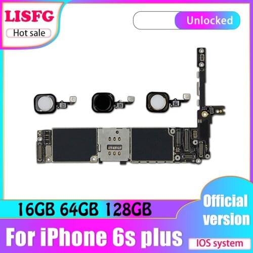 Free Shipping,100% Original Unlocked Motherboard For iPhone 6S Plus Logic Main board without/with Touch ID good quality plate