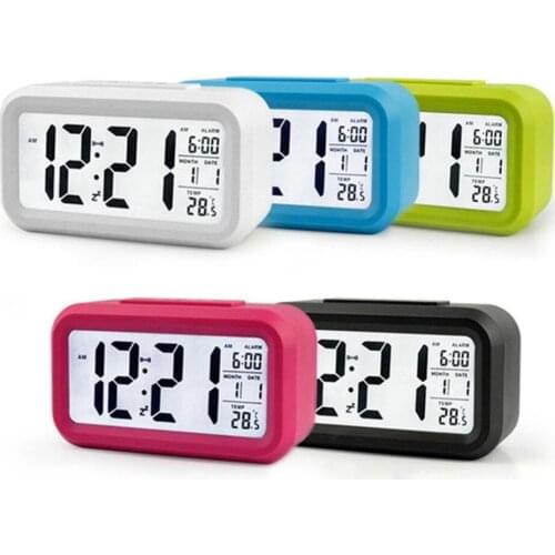 1pc Simple Creative Alarm Clock Lazy Temperature Led Snooze Electronic Light Sensor Luminous Digital Clock Home Decoration Gift