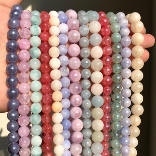 Natural Round Blue Angelite Stone Loose Beads For Jewelry Making DIY Bead Bracelet Necklace Jewellery Size 4 6 8 10mm 15 Inches