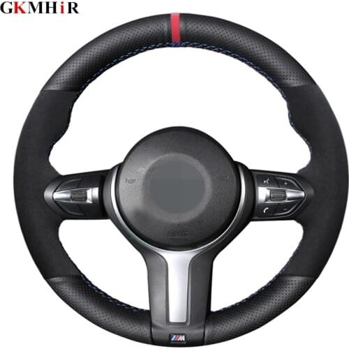 Black Artificial Leather Suede Steering Wheel Cover for BMW M2 F87 F80 M3 F82 M4 M5 F12 M6 F13 F85 X5 M F86 X6 F33 F30 M Sport