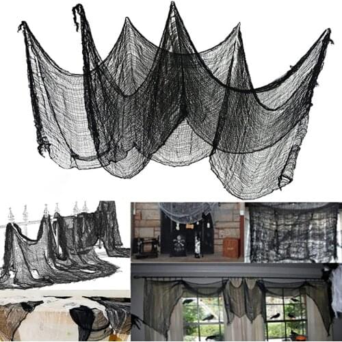 76x198cm Black Creepy Cloth For Halloween Decoration Window Table Door Net Spooky Fancy Dress Party Decor Halloween Gauze