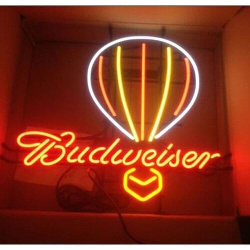 Decorative Light Budweiser hot air Balloon Neon Light Sign Restaurant Beer Display Shop Wall light Enseigne Lumineuse Handmade
