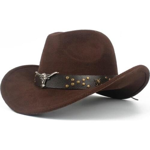 Steampunk Child Kids Wool Hollow Western Cowboy Hat boy girl Outblack Sombrero Hombre Jazz Cap Size 52-54