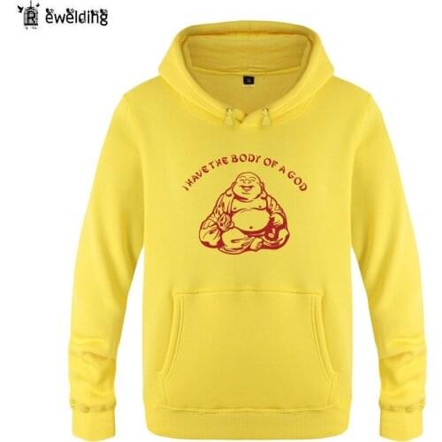 Mens Hoodies I Have the Body of A God - Buddha Budda Banter Fat Food Hoodie Men Fleece Long Sleeve Mans Sweatshirt Pullover New