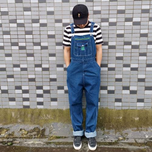 Jeans Men Mens Denim Overalls Mens Overalls Jumpsuit Large size strap Straight pants Blue jeans More sizes 30-44 46