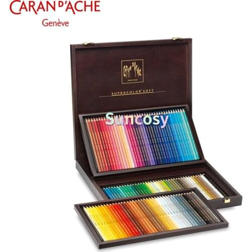 Caran D'Ache Supracolor Water Soluble Pencils Wooden Box of 80 , 120 Colors, Break-resistant and Highly Light-fast
