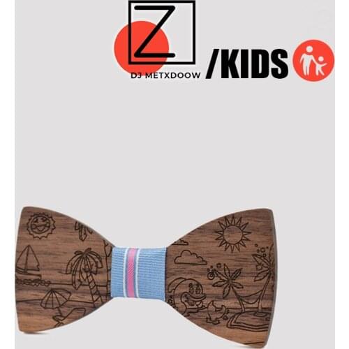 Sunny Beach Classic Kid Bowtie Boys Grils Baby Children Bow Tie Fashion Wooden bow tie Cartoon Pets Cravate