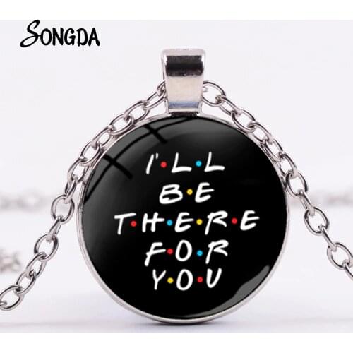 Classic Friends TV Show Necklace Hot American TV Peephole Frame Central Park Coffee Time Poster Glass Pendant for Friends