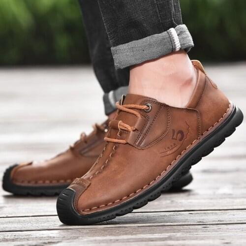Hot Sale 2021Men Casual Sneakers Classic Fashion Male Lace-up Sneakers Men Driving Comfortable High Quality Leather Shoes