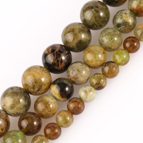 6/8/10mm Natural Stone Beads Green Garnet Minerals Loose Round Beads for Jewelry Making DIY Bracelet Accessories 7.5/15inch