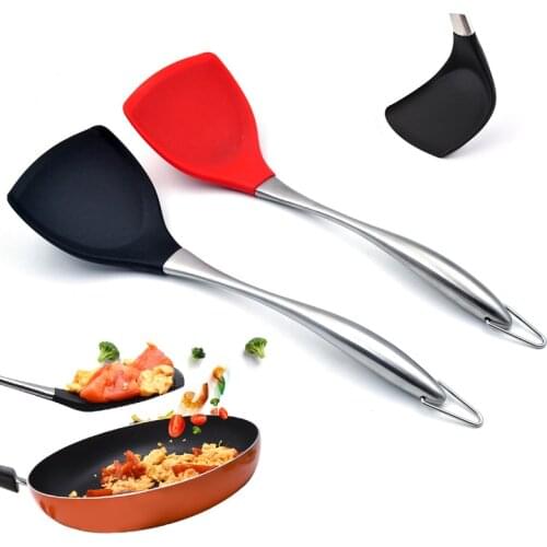 Kitchen Wok Spatula Stainless Steel and Silicone 33cm Wok Spatula Cookware Utensils Kitchen Accessories