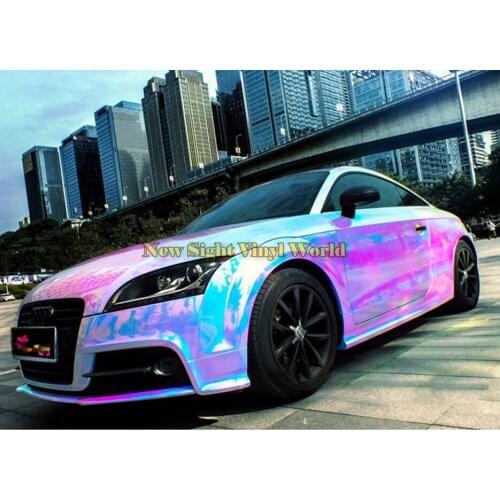Best Quality Pink Rainbow Chrome Vinyl Wrap Sticker Rainbow Vinyl Film Bubble Free For Car Wrapping