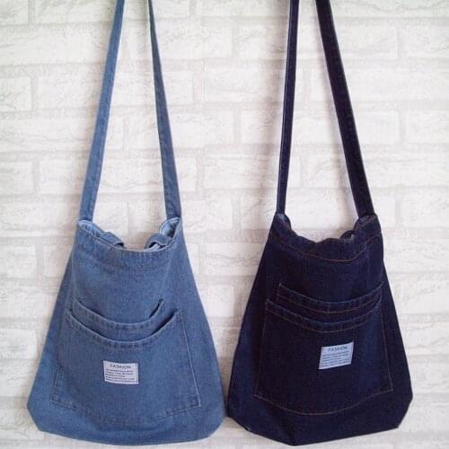 Fashion Simple Vintage Jeans Women Shoulder Shopping Bag Denim HandBags Girls purse Totes carteira bolsa feminina