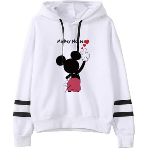 Mickey Mouse Fashion Harajuku Kawaii Hoodies Ullzang Funny Cartoon Oversized Sweatshirt Streetwear Hoody Female Pink White Tops