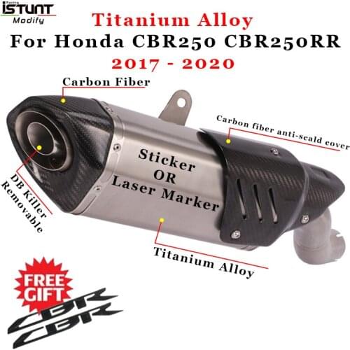 Motorcycle GP Titanium Alloy Exhaust Pipe Escape Modified Muffler Mid Link Pipe DB Killer Slip On For Honda CBR250RR 2017-2020