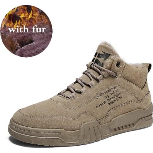 Mens Pop Autumn Winter Vogue Casual Shoes Men Brand Ankle Botas New Leather Classic Lace-Up Pigskin Boots Snow Boots