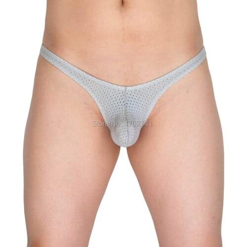 Mens Thong Breath Holes Bikini Briefs Pouch Stretch Hip Gay Underwear