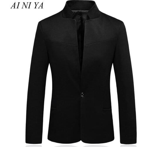Male Blazer Mens Jackets Leisure Suit Overcoat for Male Stand Collar Solid Color Jacket Outer Wear Clothing Garment