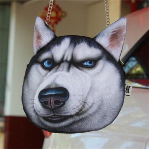 New Creative Cat Dog Cosmetic Storage Bags 3D Print Animal Cat Tiger Lion Head Women Handbags With Chain