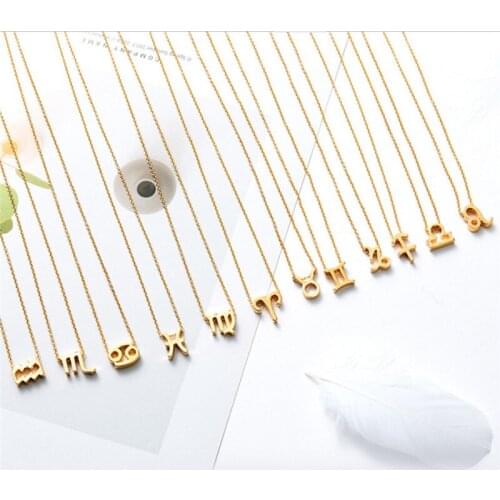 Men Women 12 Horoscope Zodiac Sign Gold Pendant Necklace Aries Leo 12 Constellations Jewelry Kids Christmas Gifts