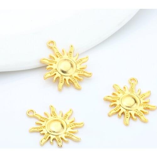22mm 10pcs/lot Alloy Charms Flat Gold Round Sun Sunflower Charms Pendant For DIY Earrings Jewelry Making Finding Accessories