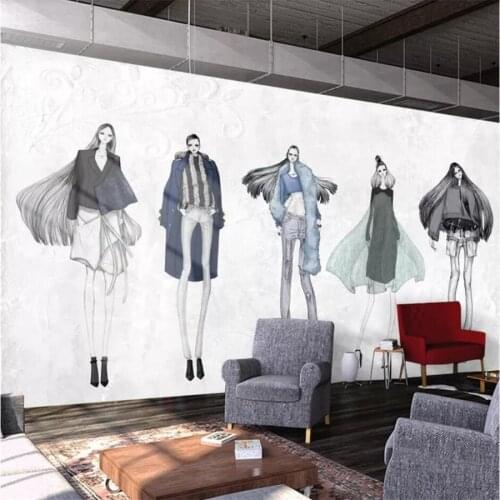 Custom 3d wallpaper retro hand-painted beauty clothing store tooling wall restaurant beauty shop decorative painting wallpaper