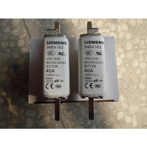 Fuses: 3NE4101 32A 1000V NH0 / 3NE4102 40A / 3NE4117 50A / 3NE4118 63A 1000V NH0 aR