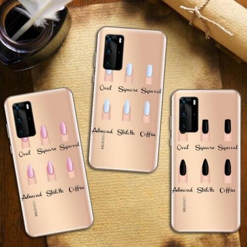 Personality Nail Art Print pattern Phone Case Transparent for Huawei honor nova c x 7 8 3 4 9 65g se v t play pro lite