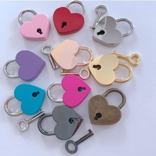 Heart Shape Vintage Old Antique Style Mini Archaize Padlocks Key Lock With key for Travel Wedding Jewelry Box DiaryBook Suitcase